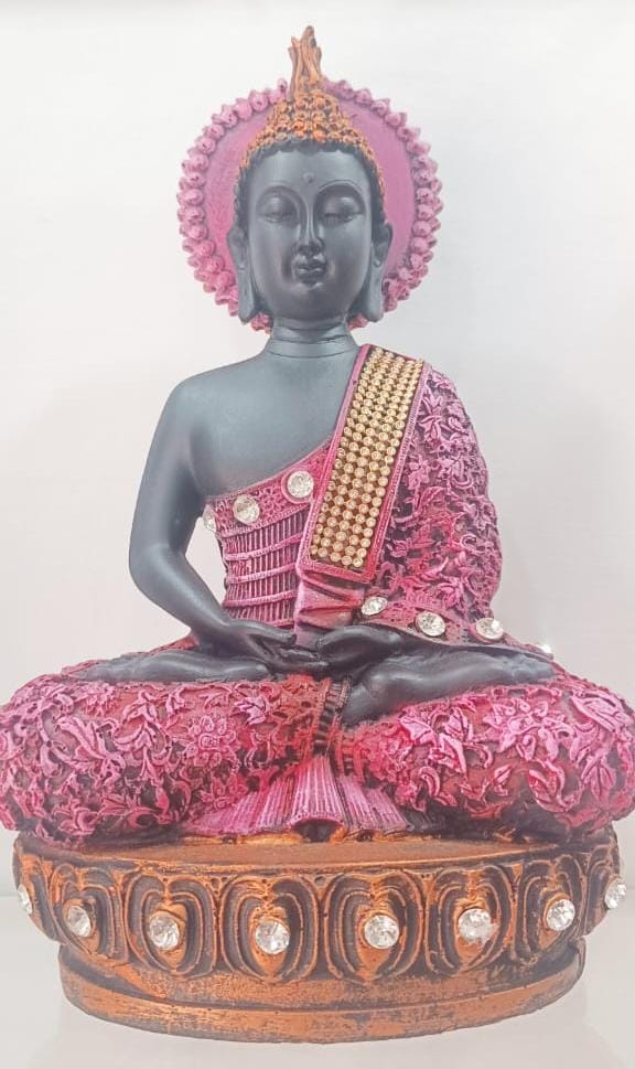 decorative polyresin Buddha statue in a meditative posture.