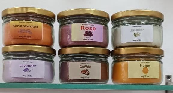 Set of six mini jar scented candles