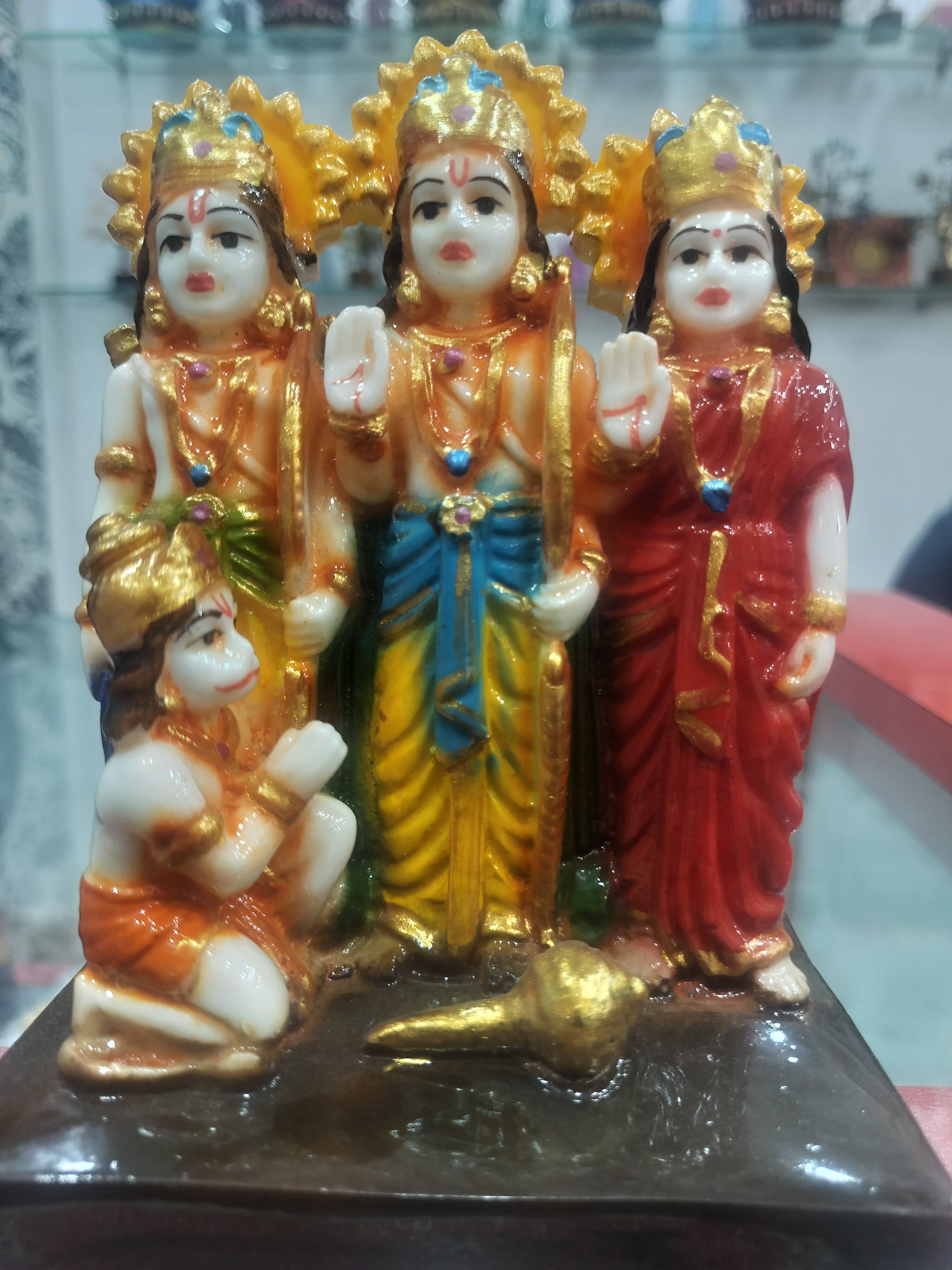 Ram Darbar statue depicting Lord Rama, Goddess Sita, Lord Lakshman, and Lord Hanuman.