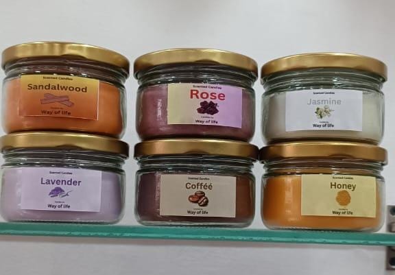 Set of six mini jar scented candles