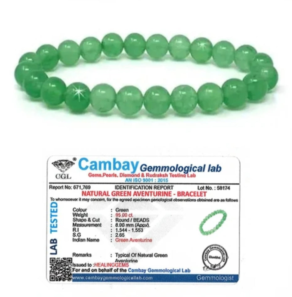 Green Aventurine Bracelet with Certificate