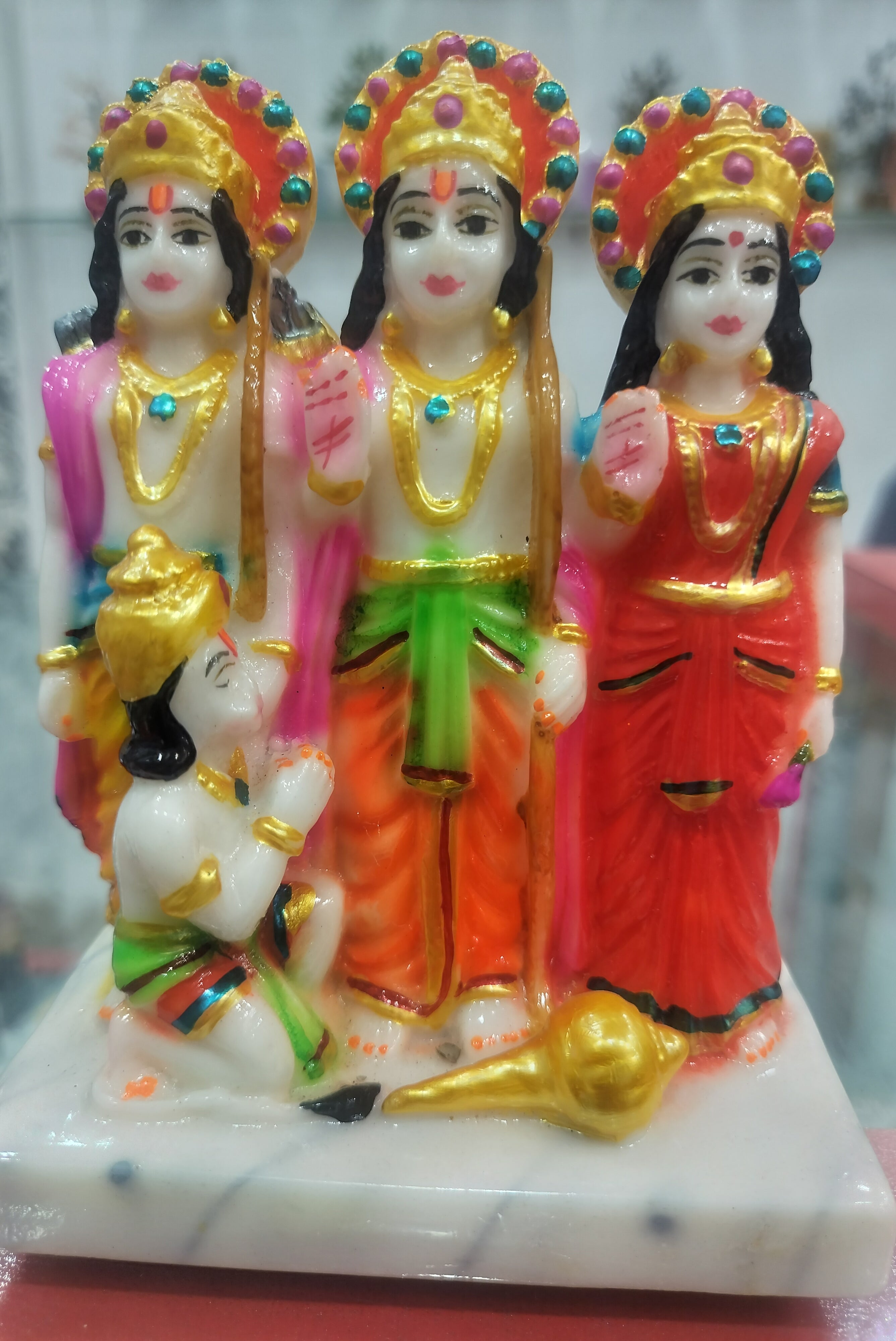 Ram Darbar statue depicting Lord Rama, Goddess Sita, Lord Lakshman, and Lord Hanuman